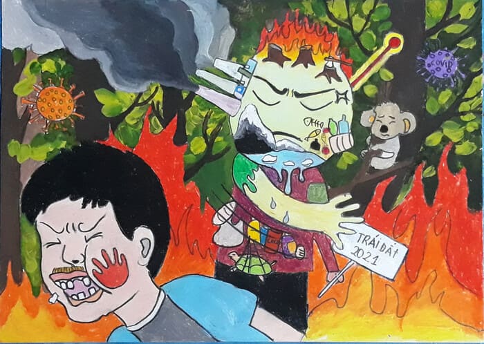 Học sinh Đồng Kỵ hưởng ứng vẽ tranh cổ động về Môi Trường