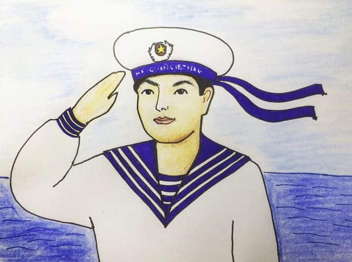 vẽ tranh chú bộ đội hải quân