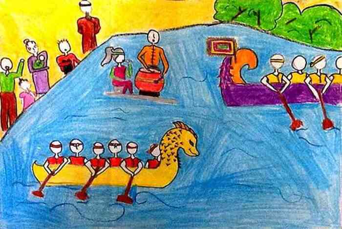 vẽ tranh đề tài lễ hội đua thuyền
