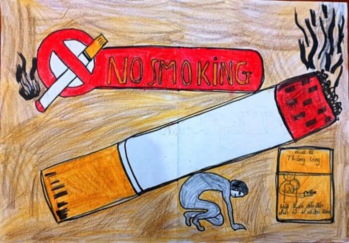 vẽ tranh thế giới không khói thuốc đơn giản