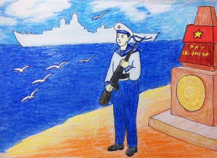 Vẽ tranh chú bộ đội hải quân đẹp nhất