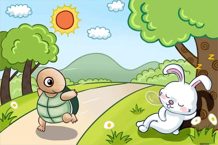 vẽ tranh minh họa truyện cổ tích rùa và thỏ