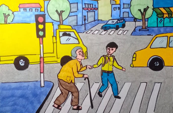 vẽ tranh an toàn giao thông lớp 7