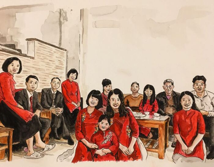 vẽ tranh gia đình hạnh phúc